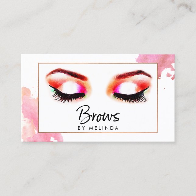 Creative Watercolor Eyebrows Business Card (Front)