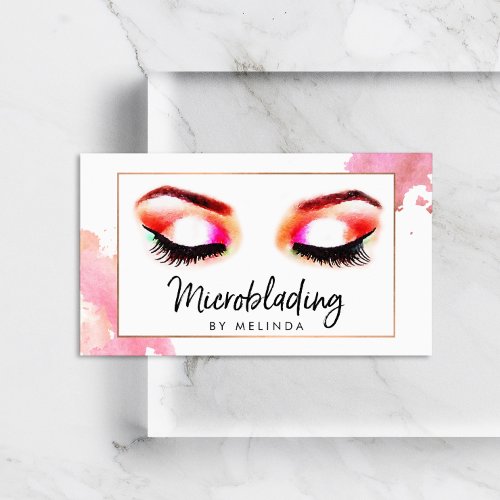 Creative Watercolor Eyebrows Microblading Business Card