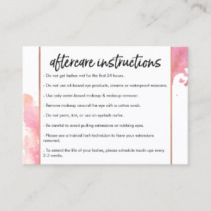 Creative Watercolor Eyelashes Aftercare Business Card