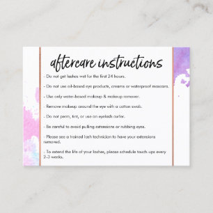 Creative Watercolor Eyelashes Blue Aftercare Business Card