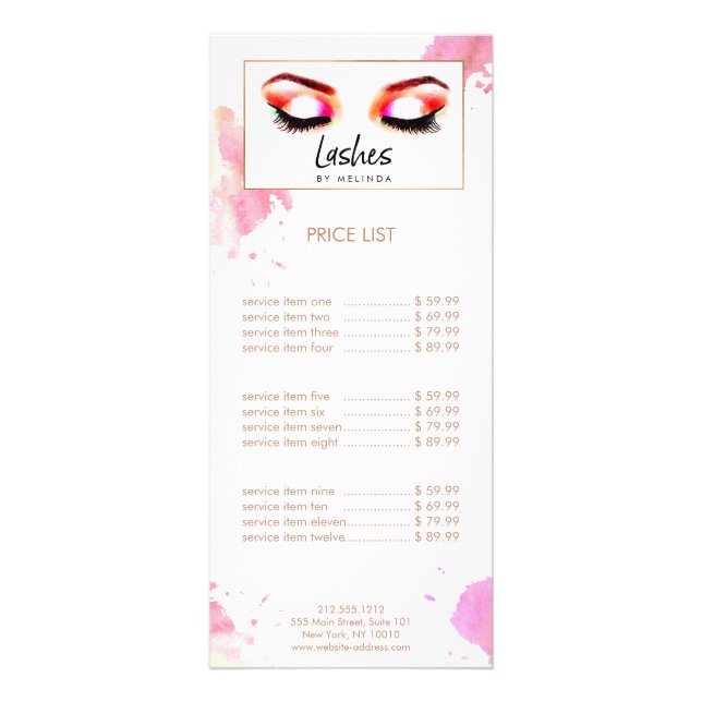 Creative Watercolor Eyelashes Rack Card (Front)
