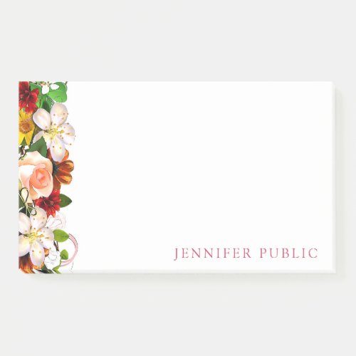 Creative Watercolor Floral Modern Template Flowers Post_it Notes