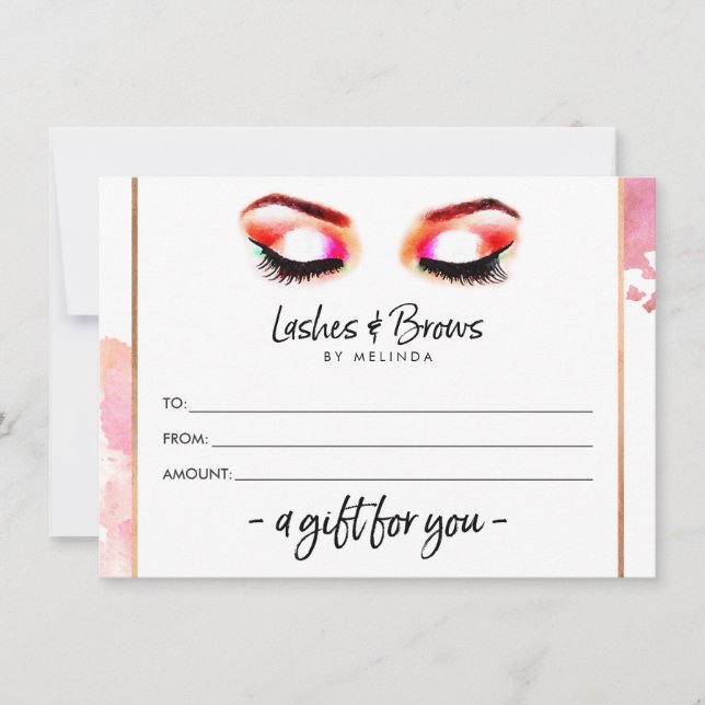 Creative Watercolor Lashes/Brows Gift Certificate (Front)