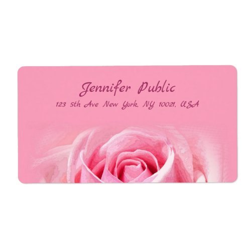 Creative Watercolor Pink Rose Floral Shipping Label