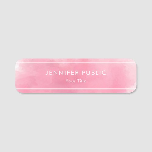 Creative Watercolor Pink Template Modern Elegant Name Tag