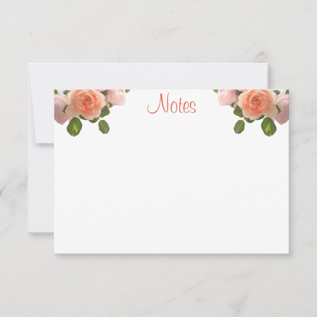 Creative Watercolor Roses Handwritten Script Note Card (Front)