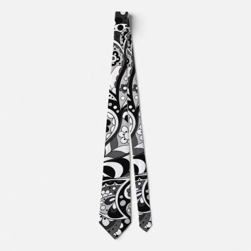 Creative Wavy Abstract Endless Flow Doodle Pattern Neck Tie