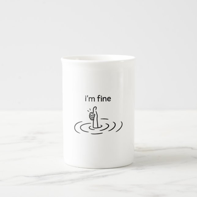 Creative, Whimsical, Minimalist Bone China Mug (Front)