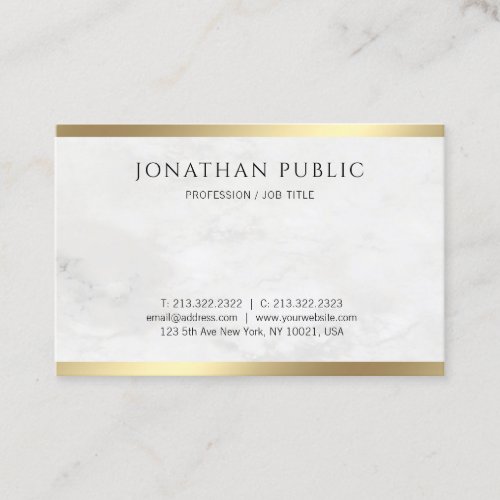 Creative White Marble Modern Gold Look Template Business Card