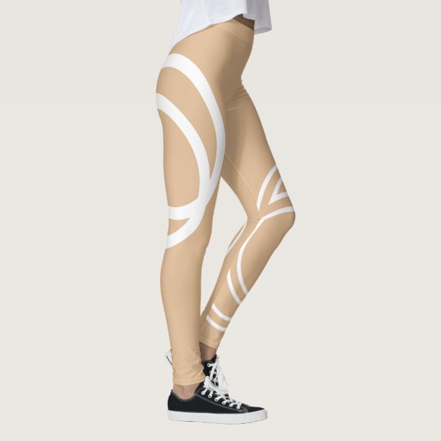 Creative White Monochrome Intersected Circles Legg Leggings (Right)