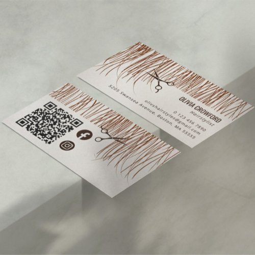 Creative White QR Code Hairdresser Business Card