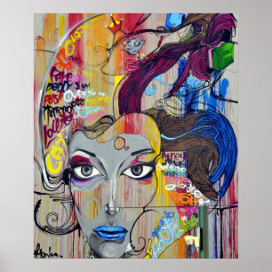 Creative Woman Psychedelic Art Graffiti Poster