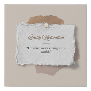 'Creative Work Changes The World' Putty Beige Faux Canvas Print