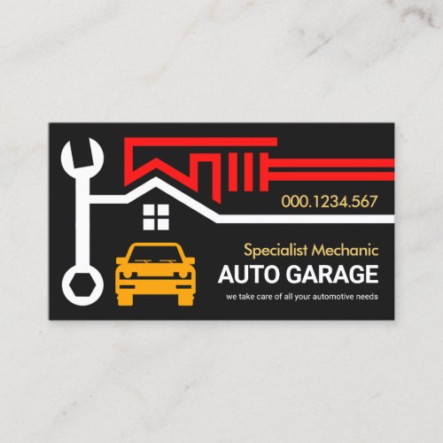 Creative Wrench Spanner Garage Rooftop Business Card