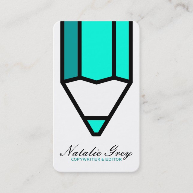 Creative Writer Copywriter Editor Modern Pencil Business Card (Front)