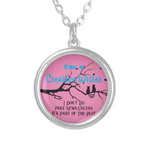 Creative Writer Fun Silver Plated Necklace