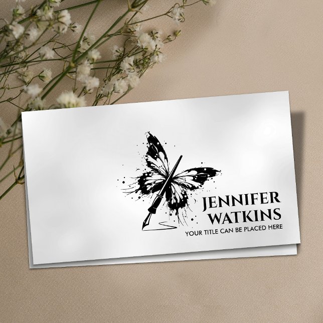 Creative Writing - Fountain Ink Pen Butterfly Business Card (Creator Uploaded)