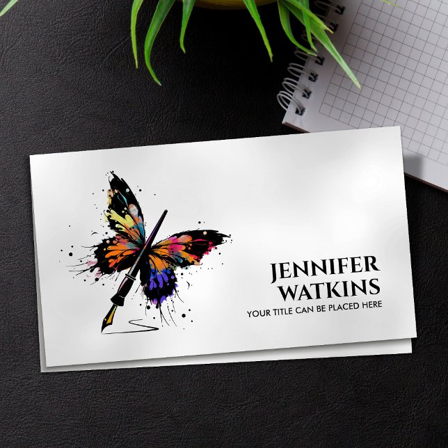 Creative Writing - Fountain Ink Pen Butterfly Business Card (Creator Uploaded)