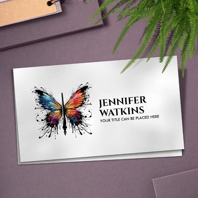 Creative Writing - Fountain Ink Pen Butterfly Business Card (Creator Uploaded)