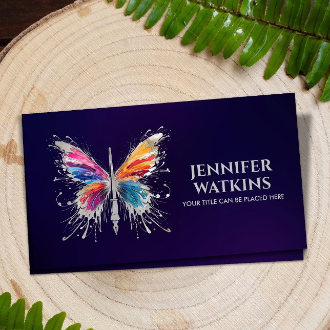 Creative Writing - Fountain Ink Pen Butterfly Business Card (Creator Uploaded)