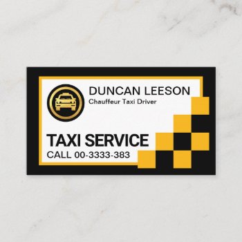 Creative Yellow Check Box Frame Taxi Business Card by keikocreativecards at Zazzle