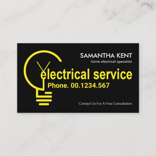 Creative Yellow Electrical Bulb Filament Business Card