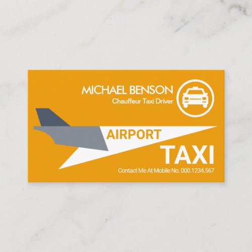 Creative Yellow Jet Airplane Airport Taxi Ride Business Card