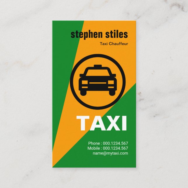 Creative Yellow Searchlight Bold Taxi Business Card (Front)