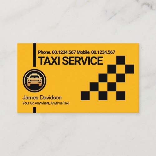 Creative Yellow Taxi Black Check Box Cab Transport Business Card