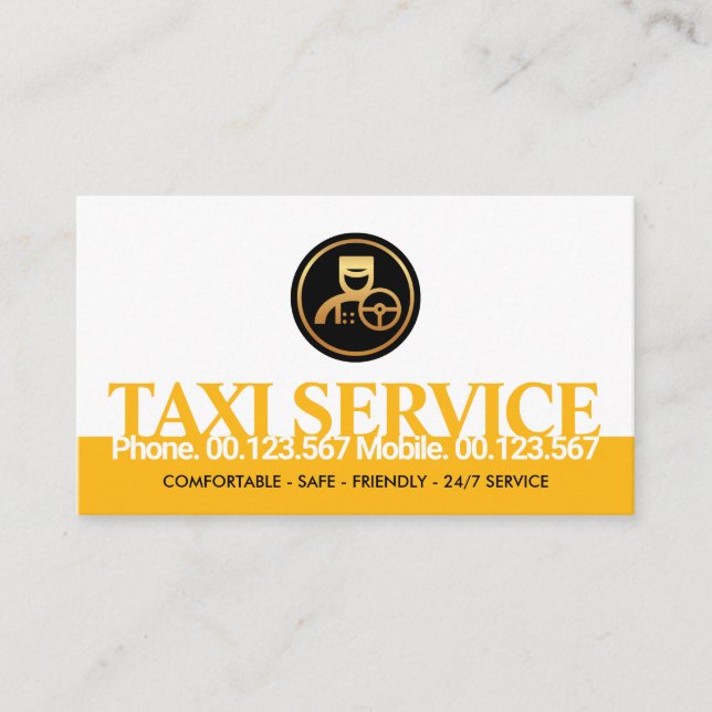 Creative Yellow Taxi Border Transport Driver Business Card (Front)