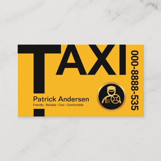 Creative Yellow TAXI Signage Cab Driver Business Card (Front)