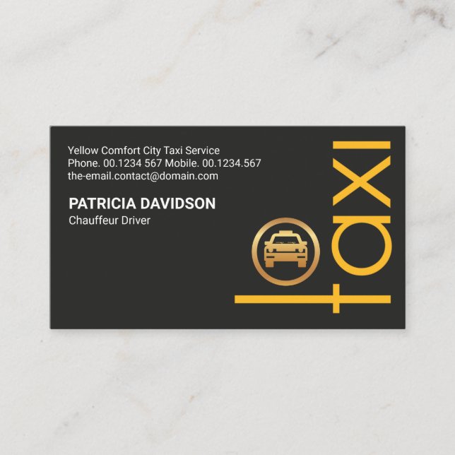 Creative Yellow TAXI Signage Ride Share Driver Business Card (Front)