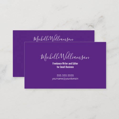 Creatives Freelancer Entrepreneur 2_Sided Purple Business Card