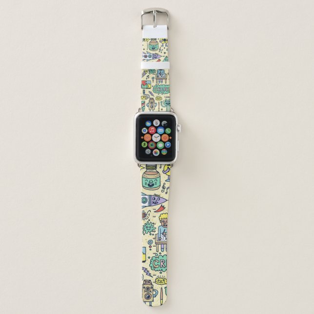 Creativity Activities Funny Doodle Cartoon Set 1.  Apple Watch Band (Front)