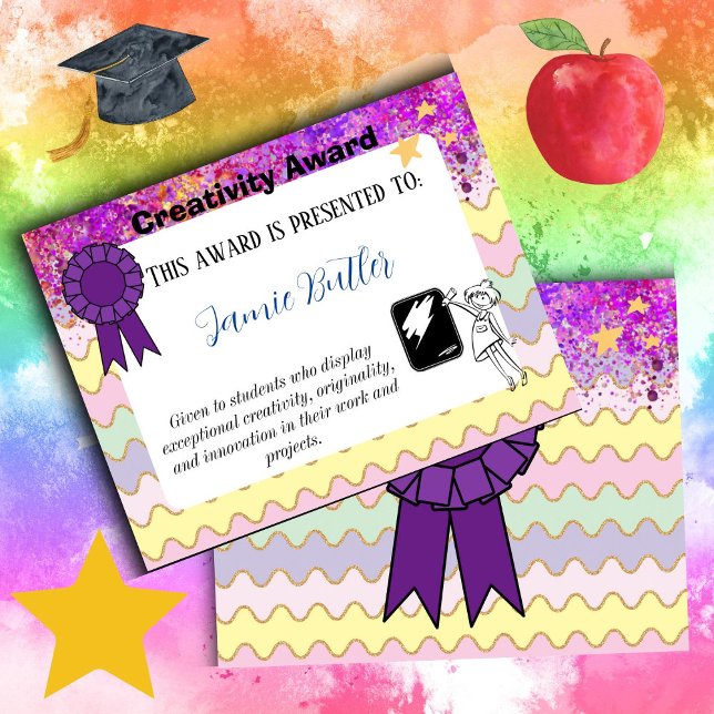 Creativity award School reward prize certificate (Creativity award)