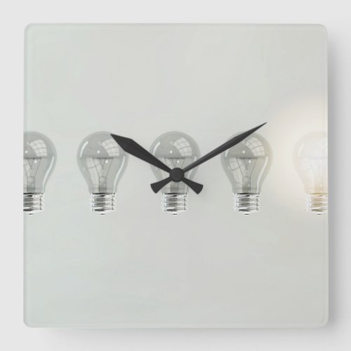 Creativity Concept With Unique Light Bulb Creative Square Wall Clock