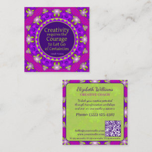 Creativity Courage Quote Creative Coach QR code Square Business Card
