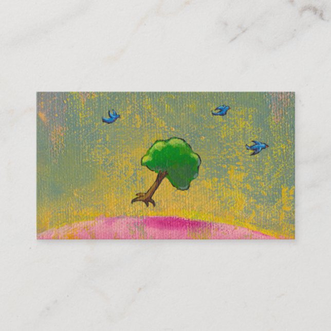 Creativity imagination fun hopeful art flying tree business card (Front)