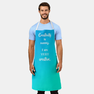 Creativity is Messy Blue Gradient Funny Apron