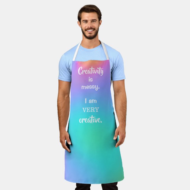 Creativity is Messy Colorful Gradient Funny Apron (Worn)
