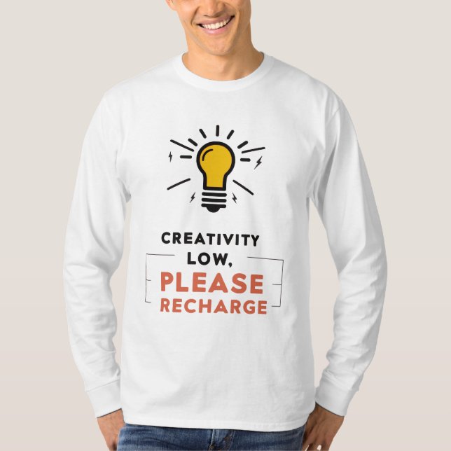Creativity Recharge Light Bulb Design T-Shirt (Front)