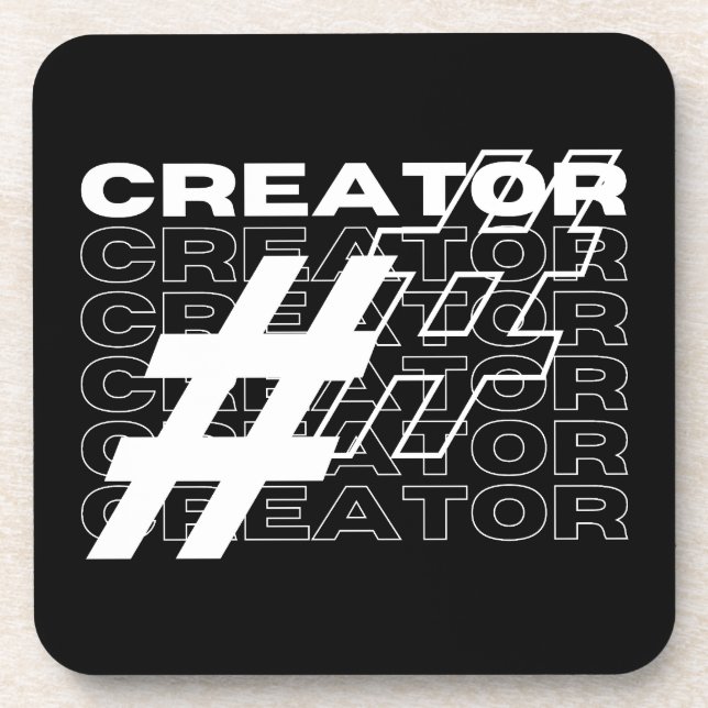Creator Hashtag Typography Beverage Coaster (Front)
