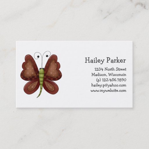 Customizable Creator's Canvas · Dark Brown Butterfly Business Card