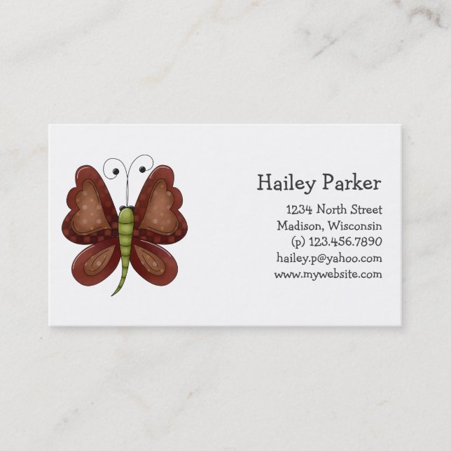Creator's Canvas · Dark Brown Butterfly Business Card (Front)