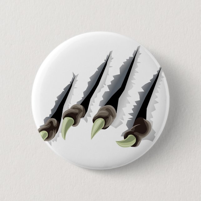 Creature claws tearing through background pinback button (Front)