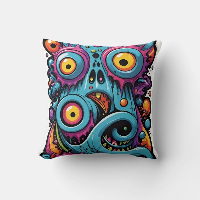 Creature From the Memphis Design Group Lagoon Throw Pillow (Front)