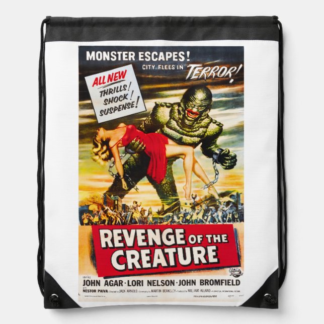 Creature Monster Vintage Style Movie Poster  Drawstring Bag (Front)