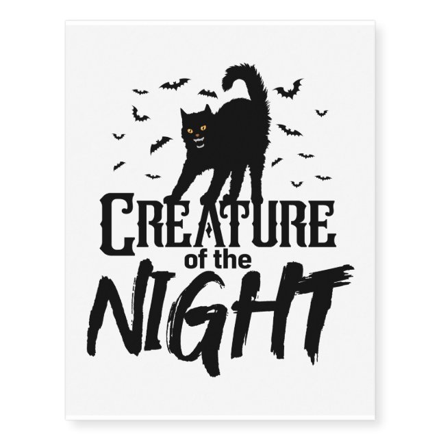 Creature Of The Night, Scary Creepy Halloween Gift Temporary Tattoos (Front)