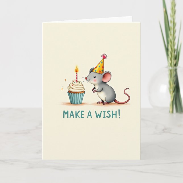 Creature Party Hat Birthday Card (Front)