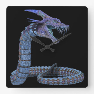 Creature Snake Blue Square Wall Clock